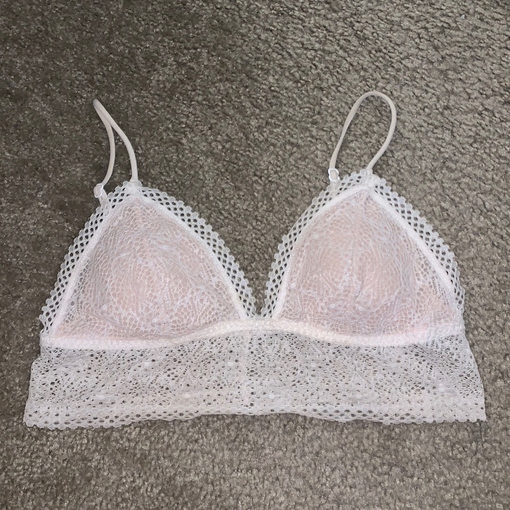 VS White/Nude Lace Bralette